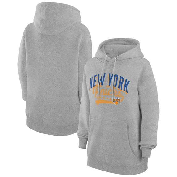 Women's G-III 4Her by Carl Banks Heather Gray New York Knicks Filigree Logo Pullover Hoodie