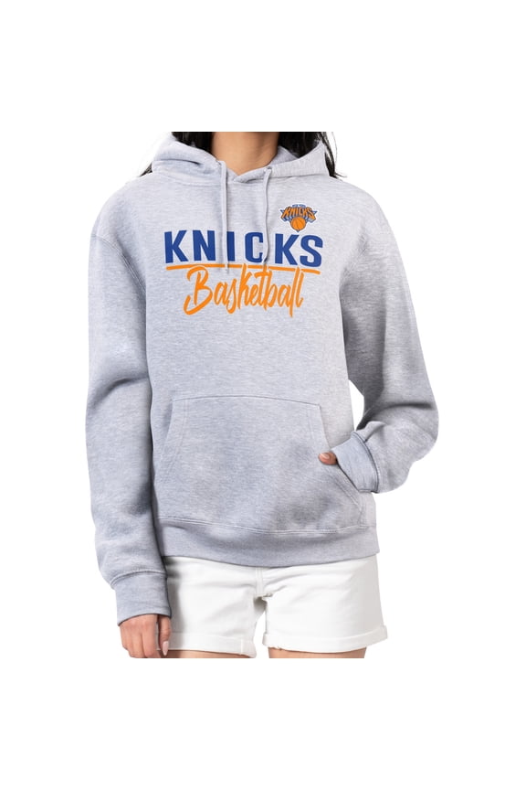Women's G-III 4Her by Carl Banks Heather Gray New York Knicks Graphics Fleece Pullover Hoodie