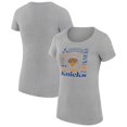 thumbnail image 1 of Women's G-III 4Her by Carl Banks Heather Gray New York Knicks Team Name Collage Fitted Graphic T-Shirt, 1 of 3