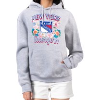 Women's G-III 4Her by Carl Banks Heather Gray New York Rangers Flower Logo Pullover Hoodie