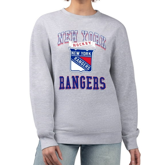 Women's G-III 4Her by Carl Banks Heather Gray New York Rangers Team Logo Tri-Blend Fleece Pullover Sweatshirt
