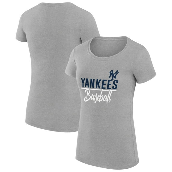 Women's G-III 4Her by Carl Banks Heather Gray New York Yankees Team Graphic Fitted T-Shirt