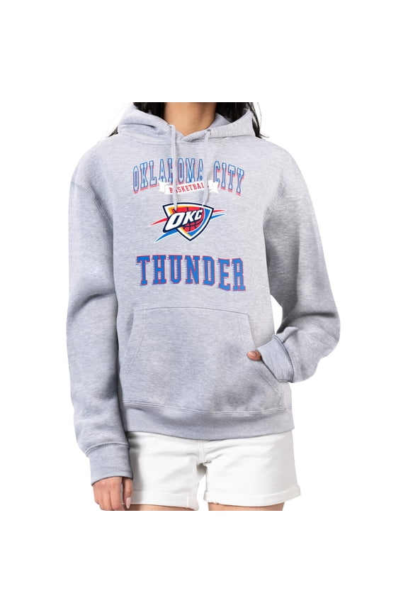 Women's G-III 4Her by Carl Banks Heather Gray Oklahoma City Thunder Graphic Fleece Pullover Hoodie
