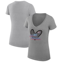 Women's G-III 4Her by Carl Banks Heather Gray Oklahoma City Thunder Super-Slim Fit Lightweight Leopard Heart V-Neck