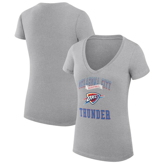 Women's G-III 4Her by Carl Banks Heather Gray Oklahoma City Thunder Super-Slim Fit Lightweight Team Logo V-Neck T-Shirt