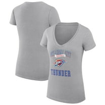 Women's G-III 4Her by Carl Banks Heather Gray Oklahoma City Thunder Super-Slim Fit Lightweight Team Logo V-Neck T-Shirt