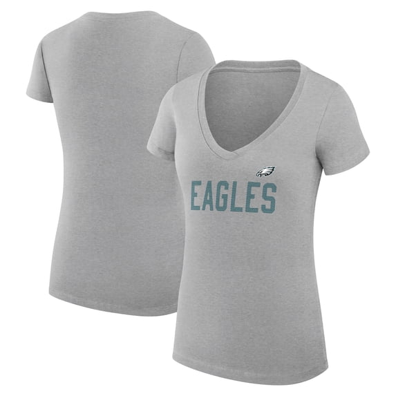 Women's G-III 4Her by Carl Banks Heather Gray Philadelphia Eagles Super-Slim Fit Lightweight Dot Print V-Neck T-Shirt
