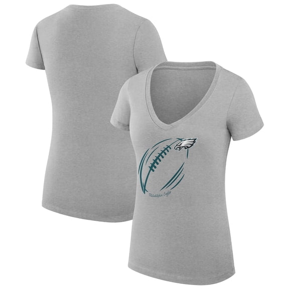Women's G-III 4Her by Carl Banks Heather Gray Philadelphia Eagles Super-Slim Fit Lightweight Subtle Football V-Neck