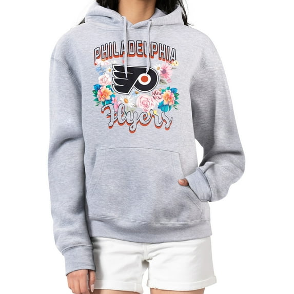 Women's G-III 4Her by Carl Banks Heather Gray Philadelphia Flyers Flower Logo Pullover Hoodie
