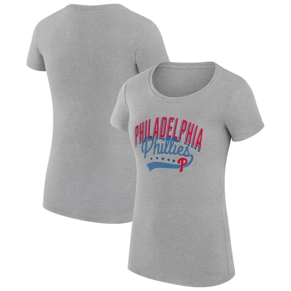 Women's G-III 4Her by Carl Banks Heather Gray Philadelphia Phillies Filigree Team Fitted T-Shirt