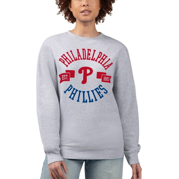 Women's G-III 4Her by Carl Banks Heather Gray Philadelphia Phillies Team Logo Fleece Pullover Sweatshirt