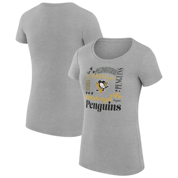 Women's G-III 4Her by Carl Banks Heather Gray Pittsburgh Penguins Super-Slim Fit Lightweight Collage Team Graphic