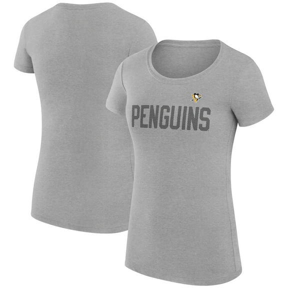 Women's G-III 4Her by Carl Banks Heather Gray Pittsburgh Penguins Super-Slim Fit Lightweight Dot Print Team T-Shirt
