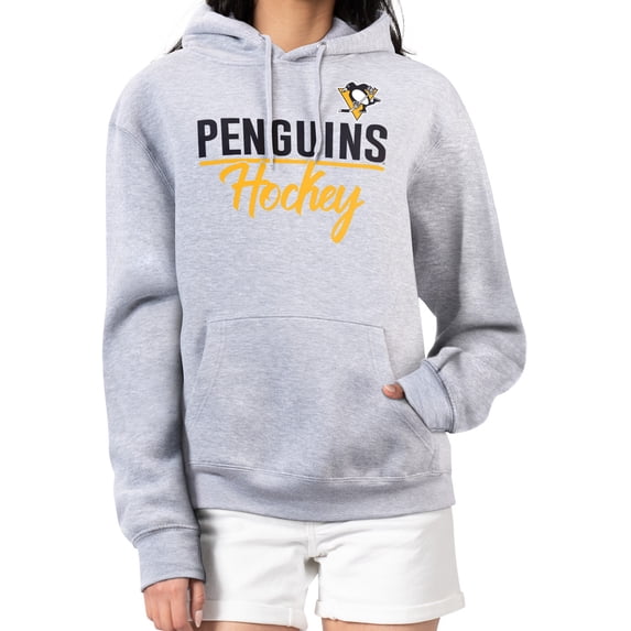 Women's G-III 4Her by Carl Banks Heather Gray Pittsburgh Penguins Team Sport Tri-Blend Fleece Hoodie