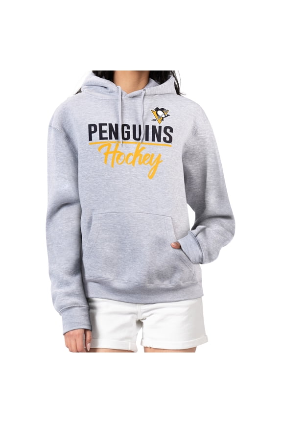 Women's G-III 4Her by Carl Banks Heather Gray Pittsburgh Penguins Team Sport Tri-Blend Fleece Hoodie