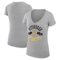 thumbnail image 1 of Women's G-III 4Her by Carl Banks Heather Gray Pittsburgh Pirates Super-Slim Fit Lightweight City Graphic V-Neck T-Shirt, 1 of 5