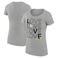 thumbnail image 1 of Women's G-III 4Her by Carl Banks Heather Gray Pittsburgh Steelers Love Graphic Fitted T-Shirt, 1 of 5