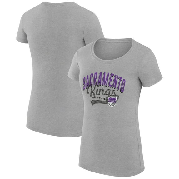 Women's G-III 4Her by Carl Banks Heather Gray Sacramento Kings Filigree Logo Fitted T-Shirt