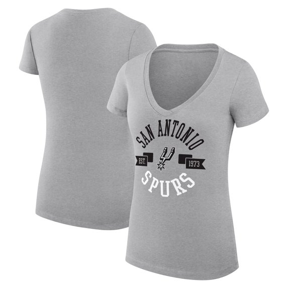 Women's G-III 4Her by Carl Banks Heather Gray San Antonio Spurs Large City Logo Fitted V-Neck T-Shirt