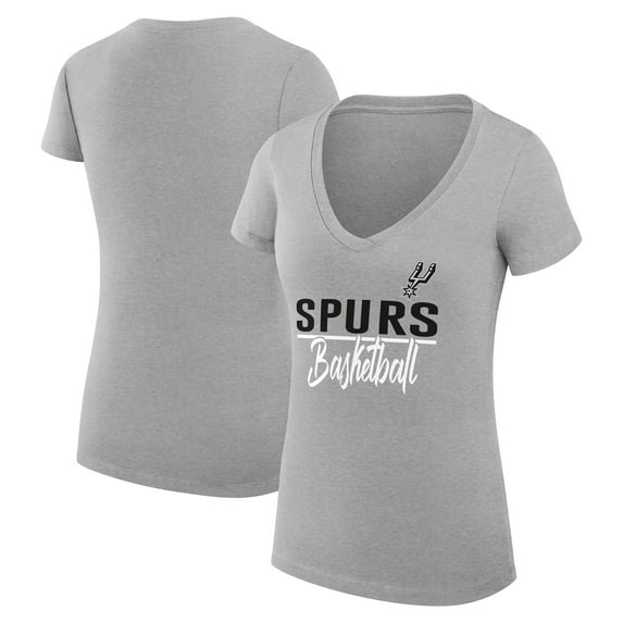 Women's G-III 4Her by Carl Banks Heather Gray San Antonio Spurs Team Sport Fitted V-Neck T-Shirt