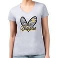 thumbnail image 1 of Women's G-III 4Her by Carl Banks Heather Gray San Diego Padres Super-Slim Fit Lightweight Leopard Heart V-Neck T-Shirt, 1 of 3