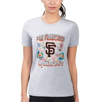 Women's G-III 4Her by Carl Banks Heather Gray San Francisco Giants Super-Slim Fit Lightweight Flowers Graphic T-Shirt