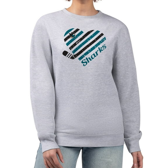 Women's G-III 4Her by Carl Banks Heather Gray San Jose Sharks Heart Graphic Pullover Sweatshirt