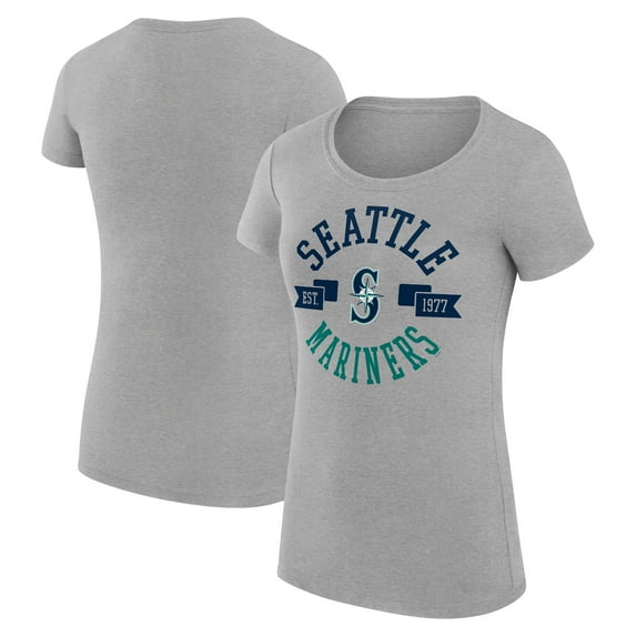 Women's G-III 4Her by Carl Banks Heather Gray Seattle Mariners Super-Slim Fit Lightweight City Graphic T-Shirt