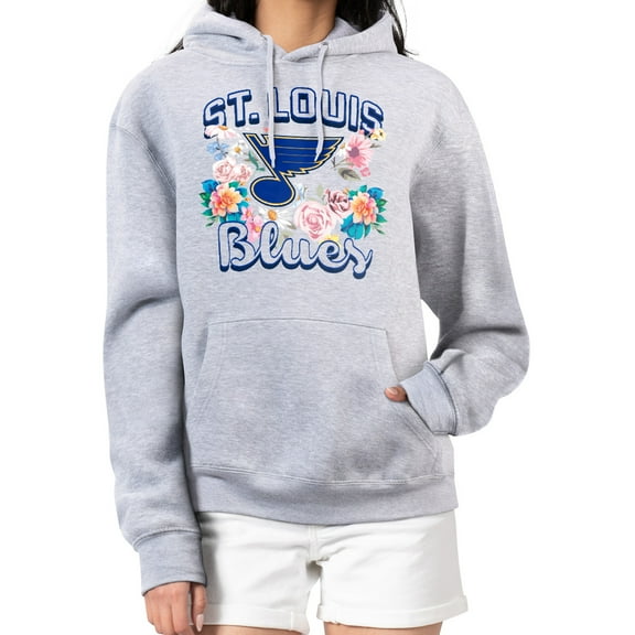 Women's G-III 4Her by Carl Banks Heather Gray St. Louis Blues Flower Logo Pullover Hoodie