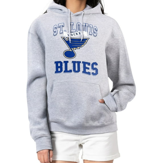 Women's G-III 4Her by Carl Banks Heather Gray St. Louis Blues Team Logo Tri-Blend Fleece Pullover Hoodie