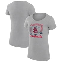 Women's G-III 4Her by Carl Banks Heather Gray St. Louis Cardinals Super-Slim Fit Lightweight Collage Team Graphic Crew