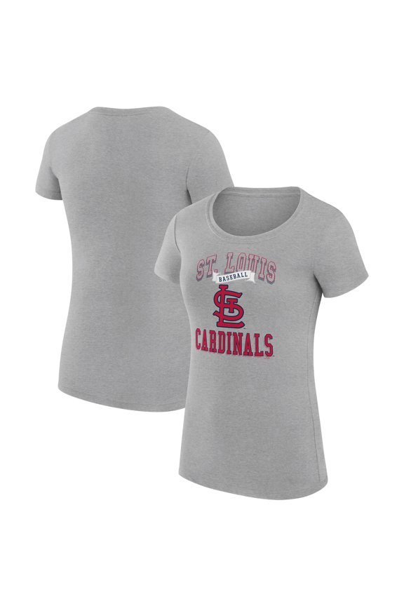 Women's G-III 4Her by Carl Banks Heather Gray St. Louis Cardinals Super-Slim Fit Lightweight Team Logo Graphic T-Shirt