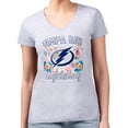 thumbnail image 1 of Women's G-III 4Her by Carl Banks Heather Gray Tampa Bay Lightning Super-Slim Fit Lightweight Flower Logo V-Neck T-Shirt, 1 of 2