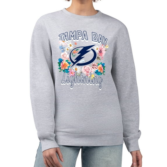 Women's G-III 4Her by Carl Banks Heather Gray Tampa Bay Lightning Flower Logo Pullover Sweatshirt