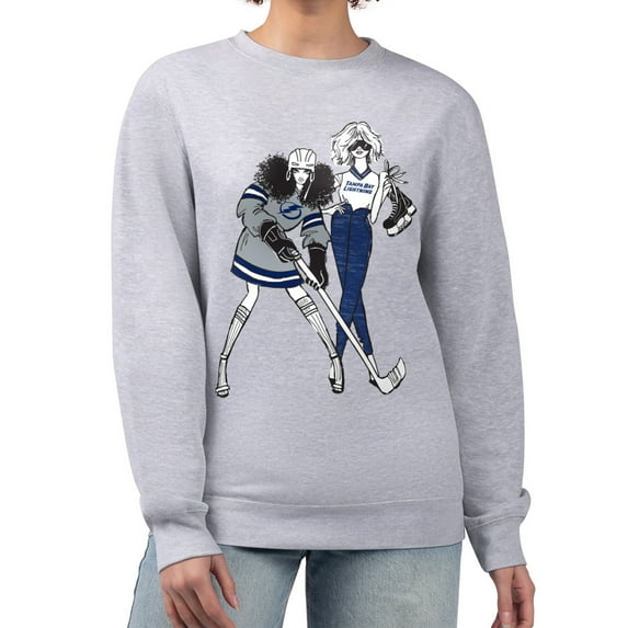 Women's G-III 4Her by Carl Banks Heather Gray Tampa Bay Lightning Hockey Girls Team Graphic Fleece Pullover Sweatshirt
