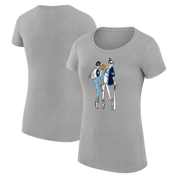 Women's G-III 4Her by Carl Banks Heather Gray Tampa Bay Rays Super-Slim Fit Lightweight Baseball Girls T-Shirt