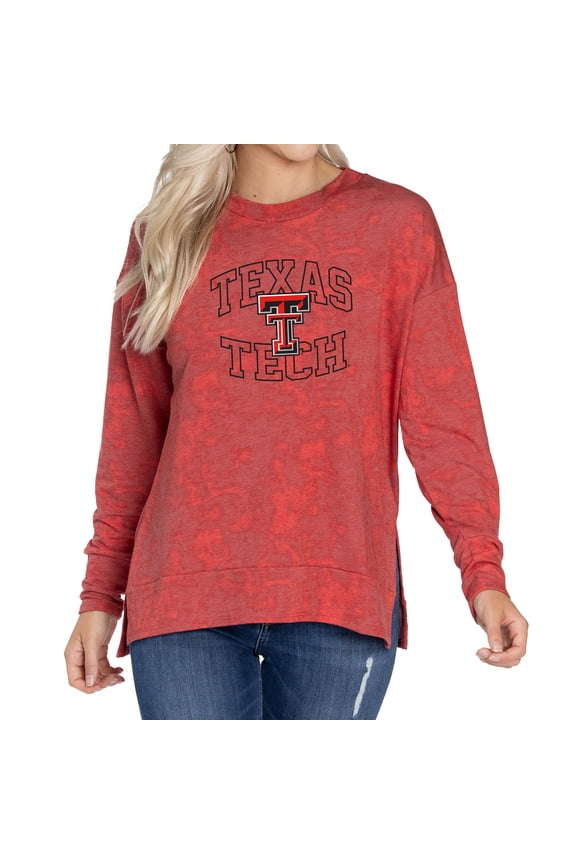 Women's Red Texas Tech Red Raiders Brandy Tie Dye Tri-Blend Long Sleeve Top