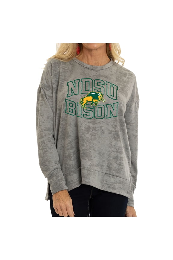 Women's Gray NDSU Bison Brandy Tie Dye Tri-Blend Long Sleeve Top