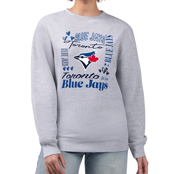 Women's G-III 4Her by Carl Banks Heather Gray Toronto Blue Jays Collage Team Graphic Fleece Pullover Hoodie