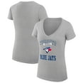 thumbnail image 1 of Women's G-III 4Her by Carl Banks Heather Gray Toronto Blue Jays Super-Slim Fit Lightweight Team Logo Graphic V-Neck, 1 of 5