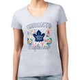 thumbnail image 1 of Women's G-III 4Her by Carl Banks Heather Gray Toronto Maple Leafs Super-Slim Fit Lightweight Flower Logo V-Neck T-Shirt, 1 of 2