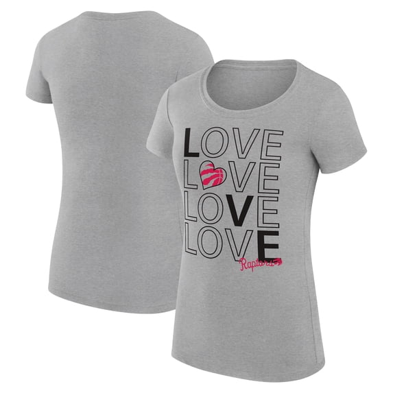 Women's G-III 4Her by Carl Banks Heather Gray Toronto Raptors Basketball Love Fitted T-Shirt