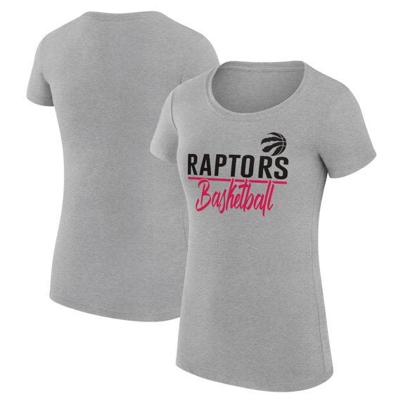 Women's G-III 4Her by Carl Banks Heather Gray Toronto Raptors Team Sport Fitted V-Neck T-Shirt
