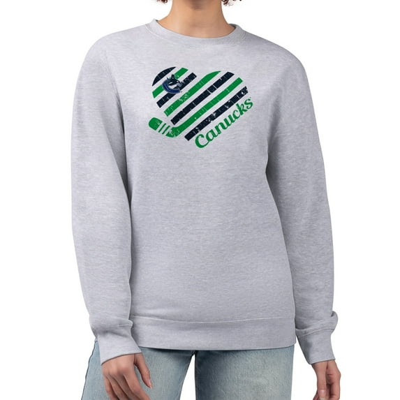 Women's G-III 4Her by Carl Banks Heather Gray Vancouver Canucks Heart Graphic Pullover Sweatshirt