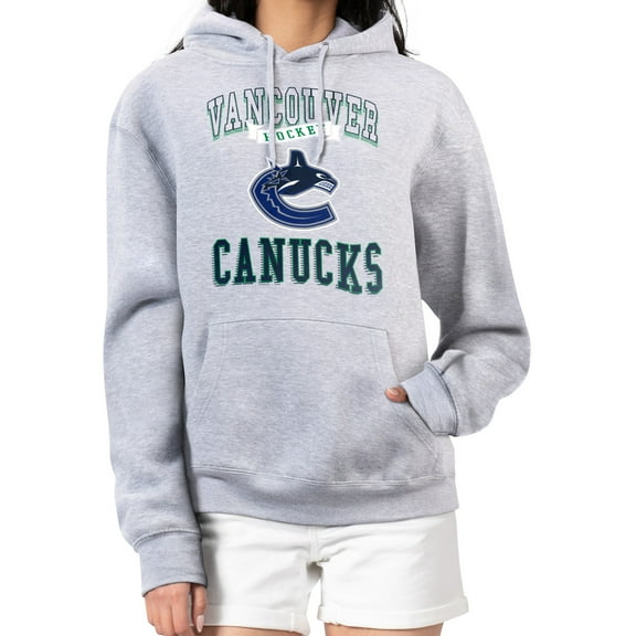 Women's G-III 4Her by Carl Banks Heather Gray Vancouver Canucks Team Logo Tri-Blend Fleece Pullover Hoodie