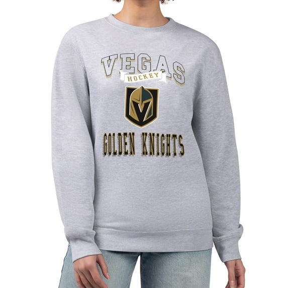 Women's G-III 4Her by Carl Banks Heather Gray Vegas Golden Knights Team Logo Tri-Blend Fleece Pullover Sweatshirt