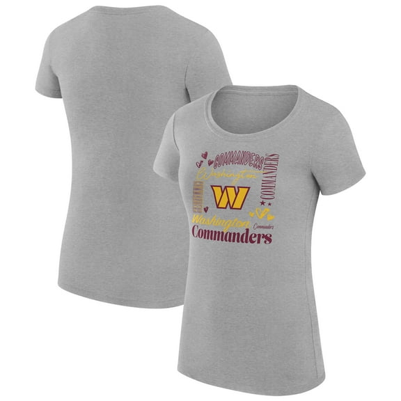 Women's G-III 4Her by Carl Banks Heather Gray Washington Commanders Super-Slim Fit Lightweight Collage Team T-Shirt