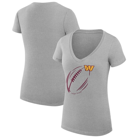 Women's G-III 4Her by Carl Banks  Heather Gray Washington Commanders Super-Slim Fit Lightweight Subtle Football V-Neck