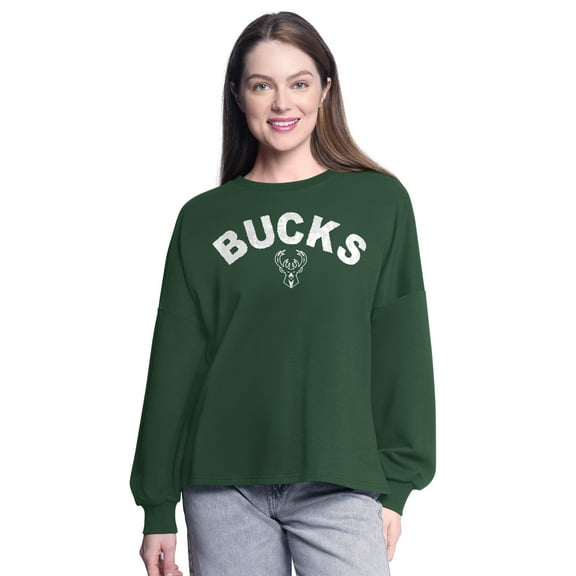 Women's G-III 4Her by Carl Banks Hunter Green Milwaukee Bucks Athletic Pullover Sweatshirt