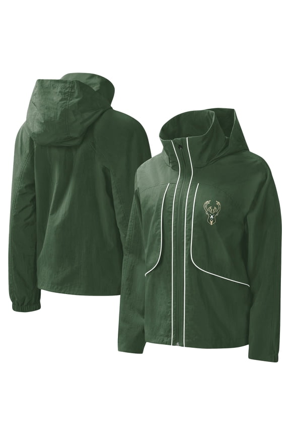 Women's G-III 4Her by Carl Banks Hunter Green Milwaukee Bucks Last Shot Full-Zip Hoodie